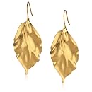18k Gold over Sterling Silver Satin Finish Leaf Hanging Earrings