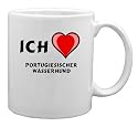 Keramische Tasse mit Ich liebe Portugiesischer Wasserhund Schrift