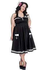 Plus Size Embroidered  Striped Print Cotton/Elastane/Sateen  Dress With a Bow(s)