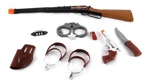 Wild West Ranger Sheriff Toy Gun Complete Combo Play Set w/ Toy Gun, Toy Pistol, Holster, Spurs, Knife, Handcuffs, Badge