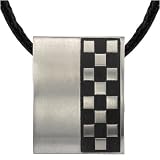 Sleek and Sophisticated: Designer Inspired Titanium Brushed Finish Rubber Rectangular Bar Pendant on a Black Cord for Men