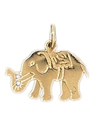 Dazzlers Solid 14k Gold Elephant Charm Pendant Available in three colors from jewelsberry (weights: 0.8 grams only)