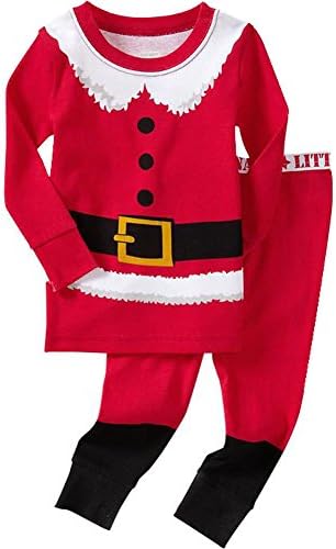 Fashionpjs Cotton Little Girls &amp; Boys Christmas Pajamas Set Long Sleeve Children Sleepwear 5Y Red