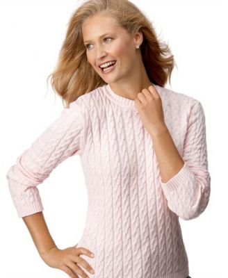 Click here to buy Karen Scott Long-Sleeved Cable-Knit Crewneck Sweater by Karen Scott.
