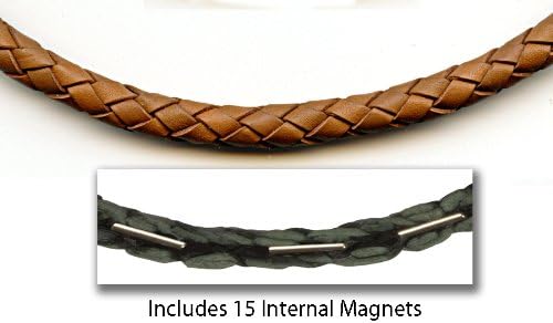 Suki PRO Braided Leather Magnet Therapy Necklace - 6mm (1/4") Saddle, 18" Length with Magnetic Clasp