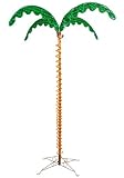 7' Deluxe Tropical Holographic LED Rope Lighted Palm Tree with Amber Trunk