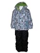 Boys Pulse 2 Piece Snowsuit Set, Coat Jacket and Ski Snowboard Snow Pants with Suspenders, Insulated, White Turquoise Black Plaid, 4/5 6 and 7