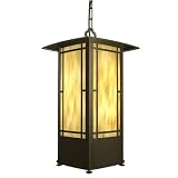 American Fluorescent EUWP126MBSCT Eureka Outdoor Pendant, Transitional Mission Style with Tinted Glass Diffusers, 6-Foot Adjustable Chain 26W