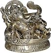 Brass Sculpture God Ganesha Eating Ladoo 4.75 x 1.75 x 5 inches