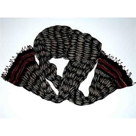 Buy Black Acorn Design Hand Printed 100% Cotton Anokhi Crinkle Scarf with Beaded Borders, 15... by Timbuktu Trading Ltd.