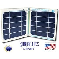 sCharger-5 High Energy Solar Charger, Charges Direct from the Sun to your iPhone or other USB Devices at Wall Charger Speeds, Talk While Charging, Other USB solar chargers can take 11 hours just to charge their internal battery before one can adequately charge and use an iPhone, That's not practical...SunTactics is your best clear choice