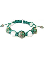 Emerald Gemstone Beads Macrame Bracelet Sterling Silver Fashion Jewelry