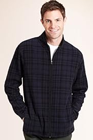Funnel Neck Zip Through Check Fleece Jacket