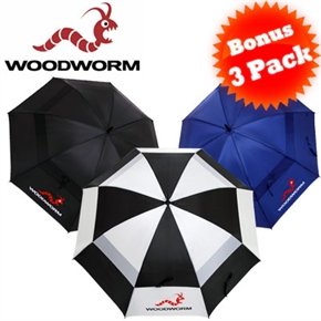Woodworm Double Canopy 60" 3 Pack of New Golf Umbrellas
