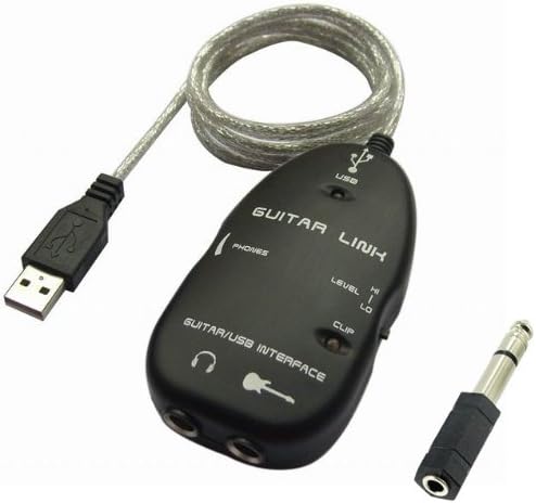 GICHA New Fashion USB Guitar Interface Link Cable for PC/Mac Computer Recording and a 1/4-Inch / 3.5mm Adapte AY07-B
