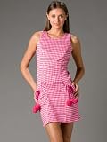 Voom Dress by Joy Han - Houndstooth Minidress in Fuchsia Pink with Pom Pom Embellishment