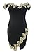 Alvaq Women's Summer Party Gold Lace V Neck Backless Off Shoulder Bodycon Mini Dress Club Small Black
