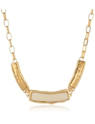 T Tahari "Essentials" Hammered Gold and Resin Box Link Necklace, 17"