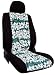 CUSTOM Saturn S Series Seat Covers - REAR SEAT SET: 60/40 Split Folding Bench w/ Tray in Bottom Cushion (Coupe) (2002-2002) - Neo-Sport Black w/ Hawaiian Classic Hibiscus Green Print Inserts - Made in the USA