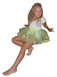 Falda verde con flores - ideal para princesas, elfos y hadas y todo tipo de disfraces creativos. Talla 98-116. Li10