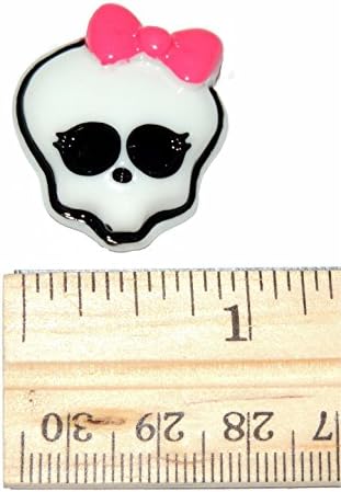 Skulls with Bows 4 Piece Set Cabochons for Hair Bows, Cellphone Cases, Crafts, Cake Decorations, Cupcakes, and Scrapbooking