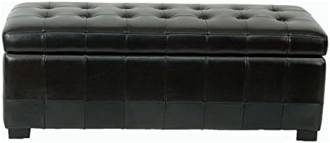 Large Manhattan Storage Bench - Black Leather