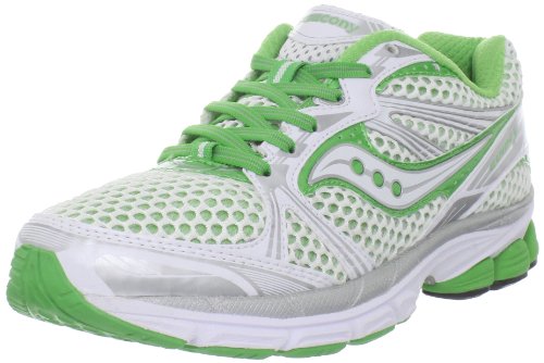 Saucony Women's Guide 5 Running Shoe,White/Green/Silver,7 M US