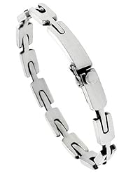8 1/2 inch Gents Sterling Silver Handmade Link Bracelet, 5/16 inch wide