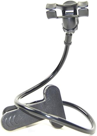Virtuous Heart * 360 Degree Rotation Flexible Long Arms Mobile Phone Holder ，Universal Hands Free Mobile Phone Mount for Bed, Car, Desk, Chair Lazy Bracket Mobile Stand ， Support All Mobiles and Cameras， Applicable for Bedroom, Kitchen, Office, Bathroom ，Car, Chair Etc ,Gooseneck Clamp Holder Mobile Stand ,Cell Phone Holder (Metal Chassis Black)