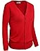 OLLIE ARNES Womens Basic Chic Long Sleeve Solid Button Up V-Neck Knit Cardigan