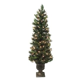 4' Slim Austrian Pine Pre-lit Potted Artificial Christmas Tree Indoor/Outdoor