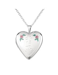 Sterling silver Heart Shaped Locket w/ Flowers "Mis 15 Anos" Necklace