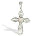 14K White Gold Genuine Heart Opal and Diamond Cross Pendant