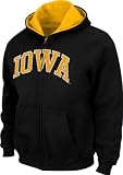 Iowa Hawkeyes Black Tackle Twill Full Zip Hooded Sweatshirt