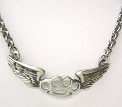 Kitsch n Kouture Flying Knux Winged Brass Knuckles Pendant with chain