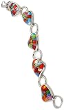 Sterling Silver Murano Millefiori Glass Heart Bracelet