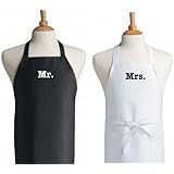 Mr. and Mrs. Apron Set Black & White For The Bride and Groom
