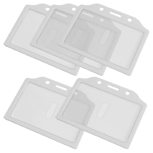 5PCS White Clear Plastic Business Badge Credit Card Holder Case for Students