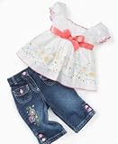 Nannette Baby Girl 2-Piece Jeans & Smocked Top Set