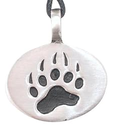 Bear Claw Paw Print Pewter Pendant Necklace
