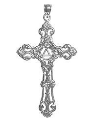 Alcoholics Anonymous Symbol Pendant #969, Sterling Silver, AA Recovery Symbol on a Beautiful Cross