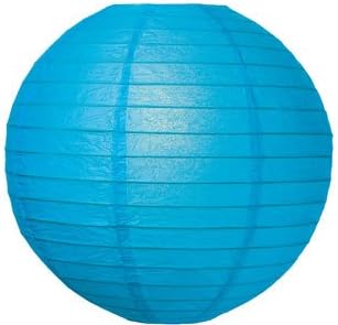 Parallel Ribbed Turquoise 12-Inch Round Paper Lantern