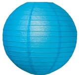 Parallel Ribbed Turquoise 12-Inch Round Paper Lantern