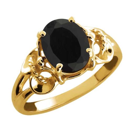 2.60 Ct Oval Black Onyx 10k Yellow Gold Ring
