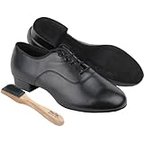 Very Fine Men's Salsa Ballroom Tango Latin Dance Shoes C2503 Bundle with Shoe Wire Brush Heel 1" Heel