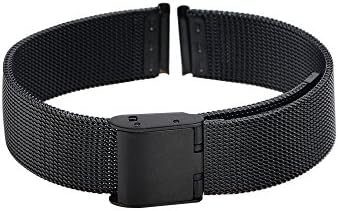 Xuexy 14mm Pebble Time Round Milanese Wire Mesh Stainless Steel Watch Band Strap Replacement Bracelet, Black