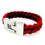 Five-Strand Italian Red Flat Leather Bracelet
