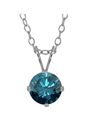 1.35 Ct Round Blue Diamond 925 Sterling Silver Pendant With Chain