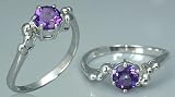 Round Cut Amethyst Ring Sterling Silver