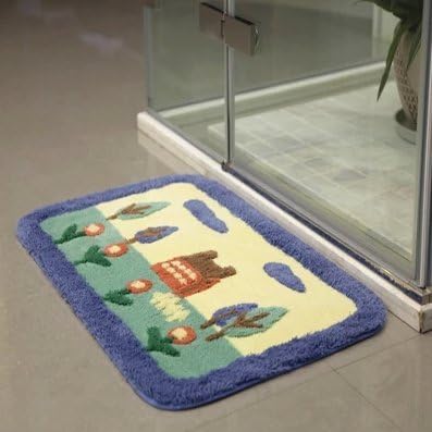Zaray Store Contemporary Style Shaggy Area Rugs Soft Non-slip Doormat Floor Bath Mat Bathroom Shower Rug Bedroom Living Room Carpet,50*80cm (Blue Garden)